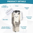 thumbnail image 2 of Yayeee 30oz Stainless Steel Tumbler with Straw and Handle Double-Wall Insulated Travel Water Bottle, Beige Cute Cats, 2 of 8