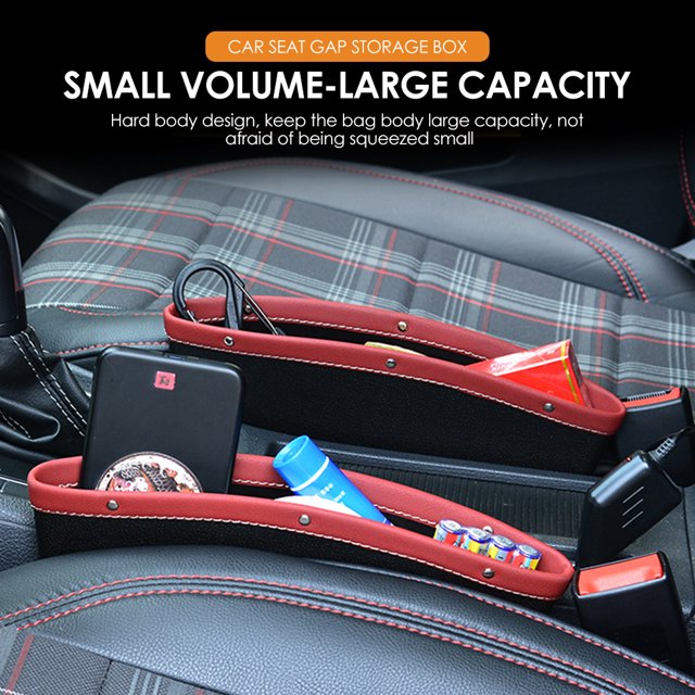 Caja de almacenamiento universal para espacio de asiento de coche, organizador de hendidura para asiento de bolsillo (rojo vino) Likrtyny Accesorios para autos y motos