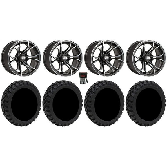 GTW Spyder 14" Golf Cart Wheels Gray 23" Nomad Tires Yamaha