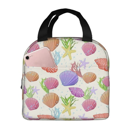 Insulated Lunch Bag for Women Men - Colorful Shell Conch Leakproof Cooler Lunch Box for Women Men  Lunch Tote Bags for Work School Picnic Travel