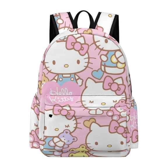 Hello Kitty School Backpack Hiking Knapsack Trendy Unisex Shoulders Bag Lightweight Bookbag Schoolbag Casual Sackpack