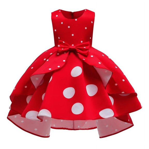 Girls Party Dress Princess Formal Costumes Toddlers Polka Dot Skirt Vintage Bow Dress