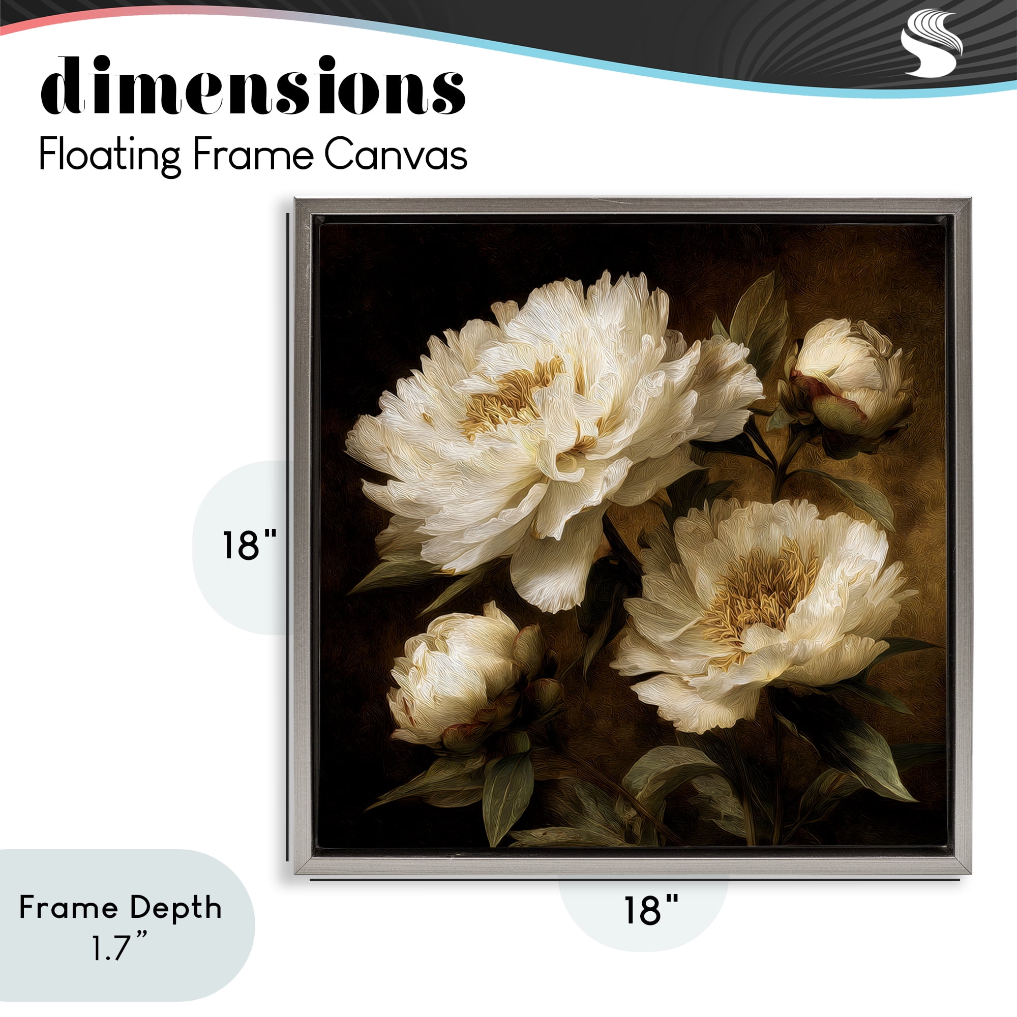 Stupell Industries Dreamy Vintage Peony Elegance Gray Framed Floater Canvas Wall Art, design by Petal Prints Design