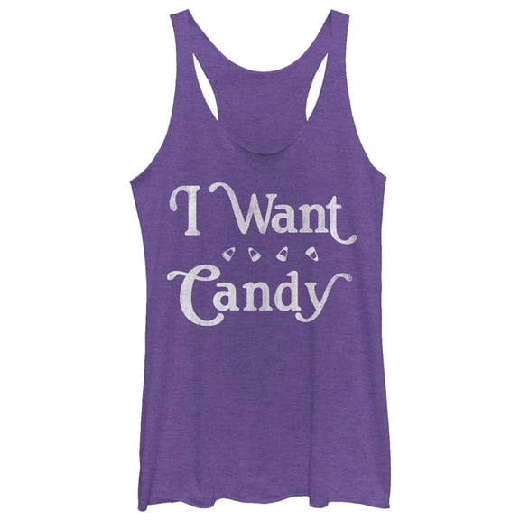 Women's CHIN UP Halloween Want Candy  Racerback Tank Top Purple Heather Medium