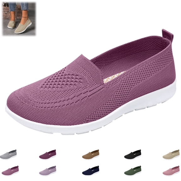 Mfakffe Women's Breathable Fly Woven Mesh Sneakers Casual Outdoor Non-Slip Walking Shoes Lightweight Sneaker(Purple)