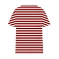 thumbnail image 3 of ALLLIST Red Womens Workout Tops Notch Neck Striped Short Sleeve Button Oversized T-Shirts Casual Womens Shirts Plus Size, 3 of 4