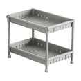 thumbnail image 4 of 2 Tier Storage Organizer Plastic Shelving Unit, Ventilated Small Shelves, Multi-Purpose Kitchen Rack Countertop Snack Rack Storage Shelving for Bathroom Window Household Supplies, Gray by XSAOP, 4 of 6