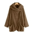 thumbnail image 2 of Warm Fleece Jackets for Women, Loose Asymmetrical Button Coat,Sweaters Outerwear with Pockets for Winter, 2 of 8