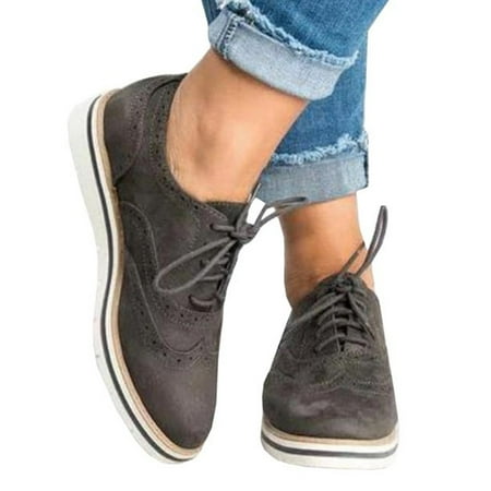 

Shoes Women s Oxfords Lace Up Sports Brogue Trainers Round Toe Flat Shoes