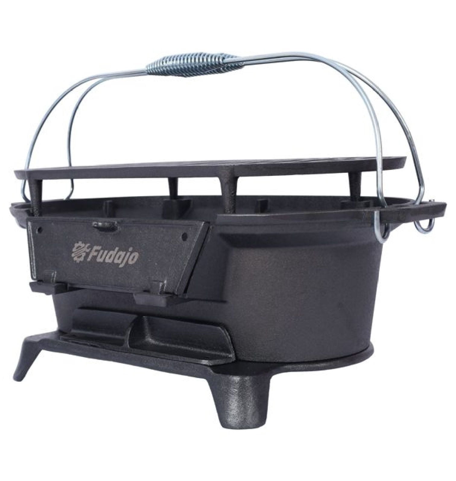 Oval Cast Iron Grill Outdoor, Portable Charcoal Grill and Cast Iron Skillet - 100% Cast Iron, Enameled, Durable, Small Charcoal Grill, , Hibachi Grill