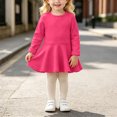 thumbnail image 2 of Baby Girls Long Sleeve Fit and Flare Dress with Ruffle Hem for Family Photos and Daily Wear, 2 of 6