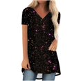 thumbnail image 2 of Jienlioq Hauts Uniques pour Femmes Mode Décontractée Imprimé Court devant et Long derrière Manches Courtes Raglan Col en V, 2 of 5