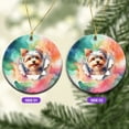 thumbnail image 2 of Funny Watercolor Adorable Yorkshire Terrier Peeking Through Torn Paper Effect Ceramic Round Ornament Yorkie Dog Lover Gifts Home Tree Decor - 00026, 2 of 5