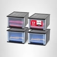 thumbnail image 2 of IRIS USA 17 Qt. Medium Plastic Stacking Drawer, Stackable Storage Organizer Unit with Sliding Drawer for Bedroom Kitchen Under Sink Pantry Craft Room Dorm Office, Black, 4-Pack, 2 of 7