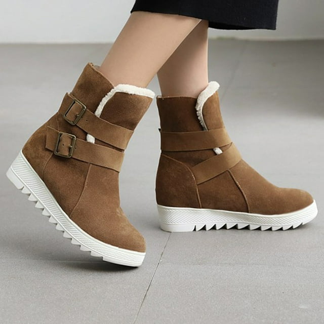 Chaussures d'Automne Femmes Neige et Hiver Bout Rond Mode Chaud Fourrure Grande Taille Bottes Femmes en Liquidation