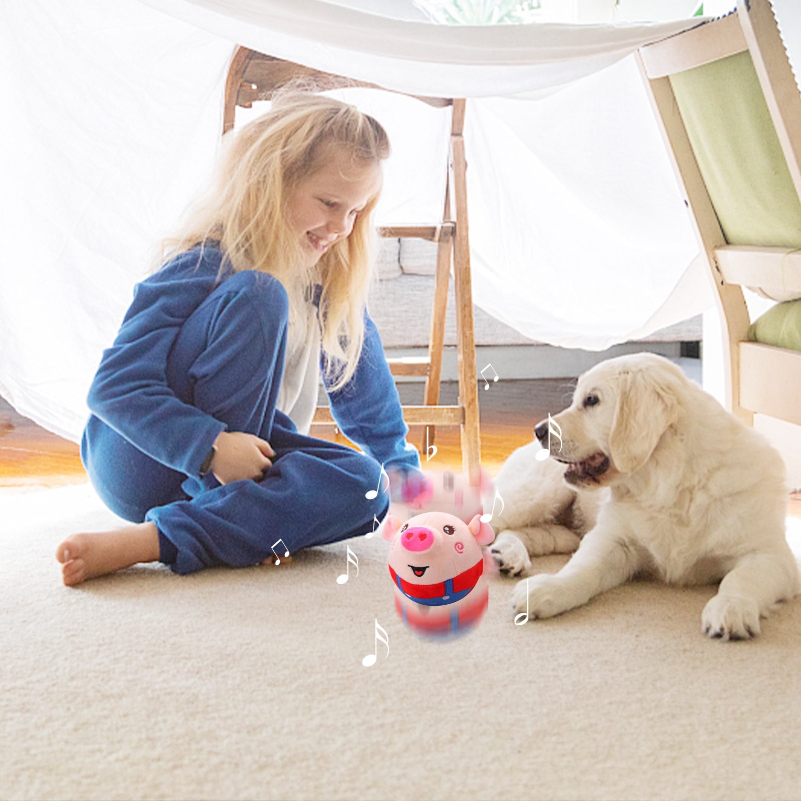Lekihaqq 3 Packs Interactive Rechargeable Pet Ball with Bouncing Motion & Built-in Music, Automatic Squeaking Dog Toy for Indoor Play, Exercise Fun, Durable Chew Resistant Design, Perfect Pet Gift