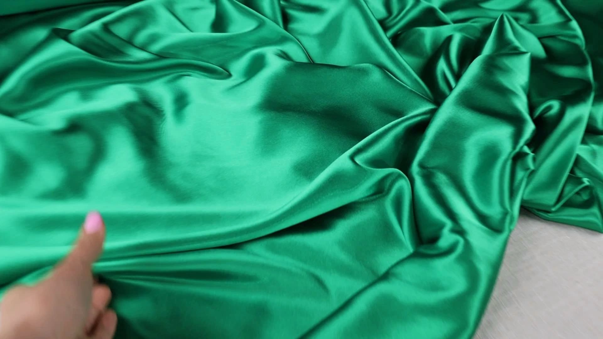 BUTTERFLY- Emerald Green Satin Charmeuse Fabric By The Yard 901