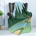 thumbnail image 4 of Golf Course Scene Soft Flannel Fleece Throw Blanket, Sportive Activity Field with Forest Pond and Flag Print, Cozy Plush for Indoor and Outdoor Use, 50" x 60", Forest Green Multicolor, by Ambesonne, 4 of 5