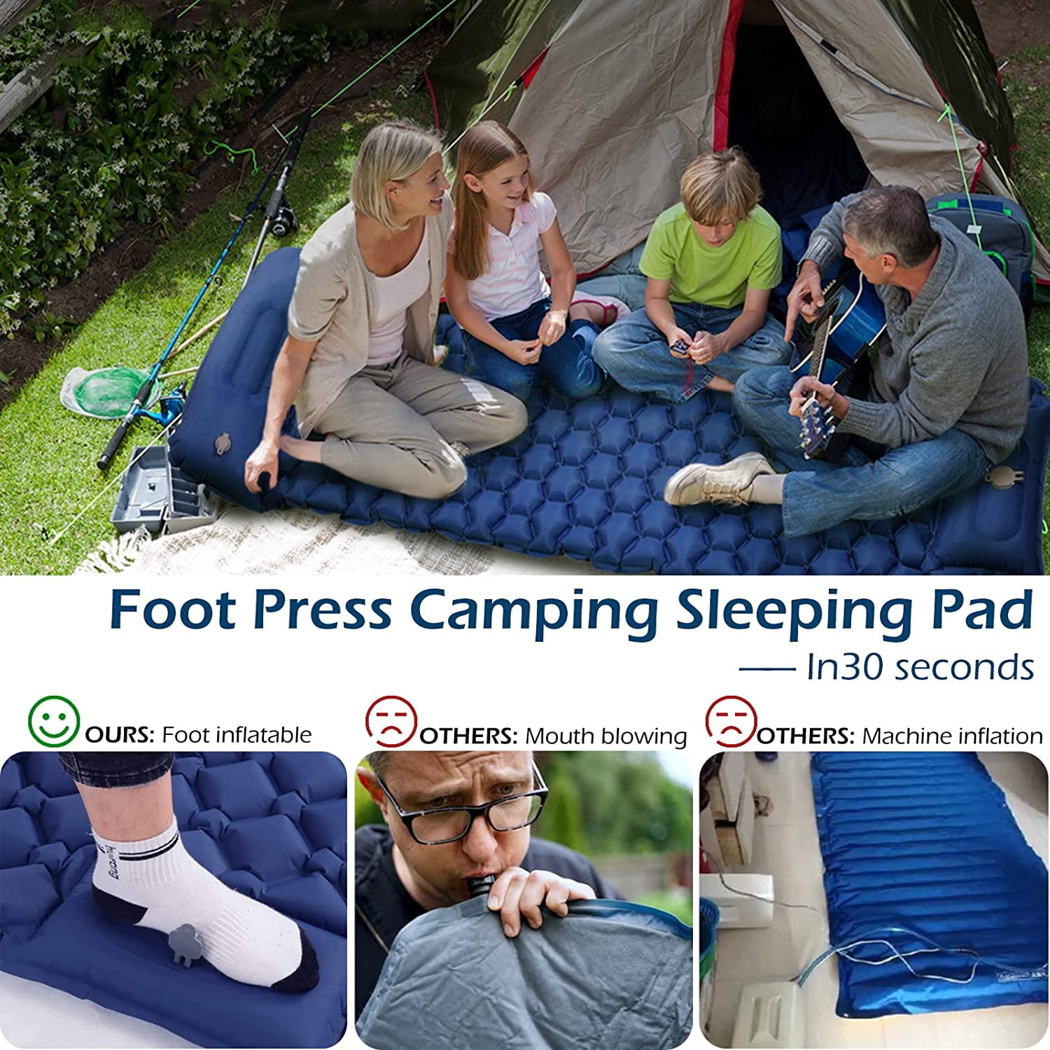 Matelas De Camping Auto-Gonflant Grand Matelas Gonflable Extérieur Ultra-Lége