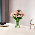thumbnail image 2 of Mixed Silk Rose Artificial Flowers and Real Touch Tulips Fake Flowers in Glass Vase, Artificial Floral in Vase with Faux Water for Dining Table Centerpieces, Wedding Event (Pink), 2 of 5