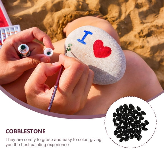 KALLORY Flat Painting Rocks DIY Painting Rocks Black Painting Living Room Decor 50 Pcs