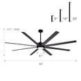 thumbnail image 4 of HOOMEDELIER 84 in. Indoor Black Industrial Large Ceiling Fans with Dimmable Led Lights and Remote Control, 4 of 20