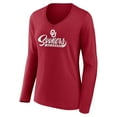 thumbnail image 2 of Women's Crimson Oklahoma Sooners Speed Tested V-Neck Long Sleeve T-Shirt, 2 of 3