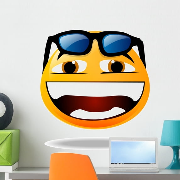 Funky Smiley Face Icon Wall Decal Mural by Wallmonkeys Peel and Stick ...