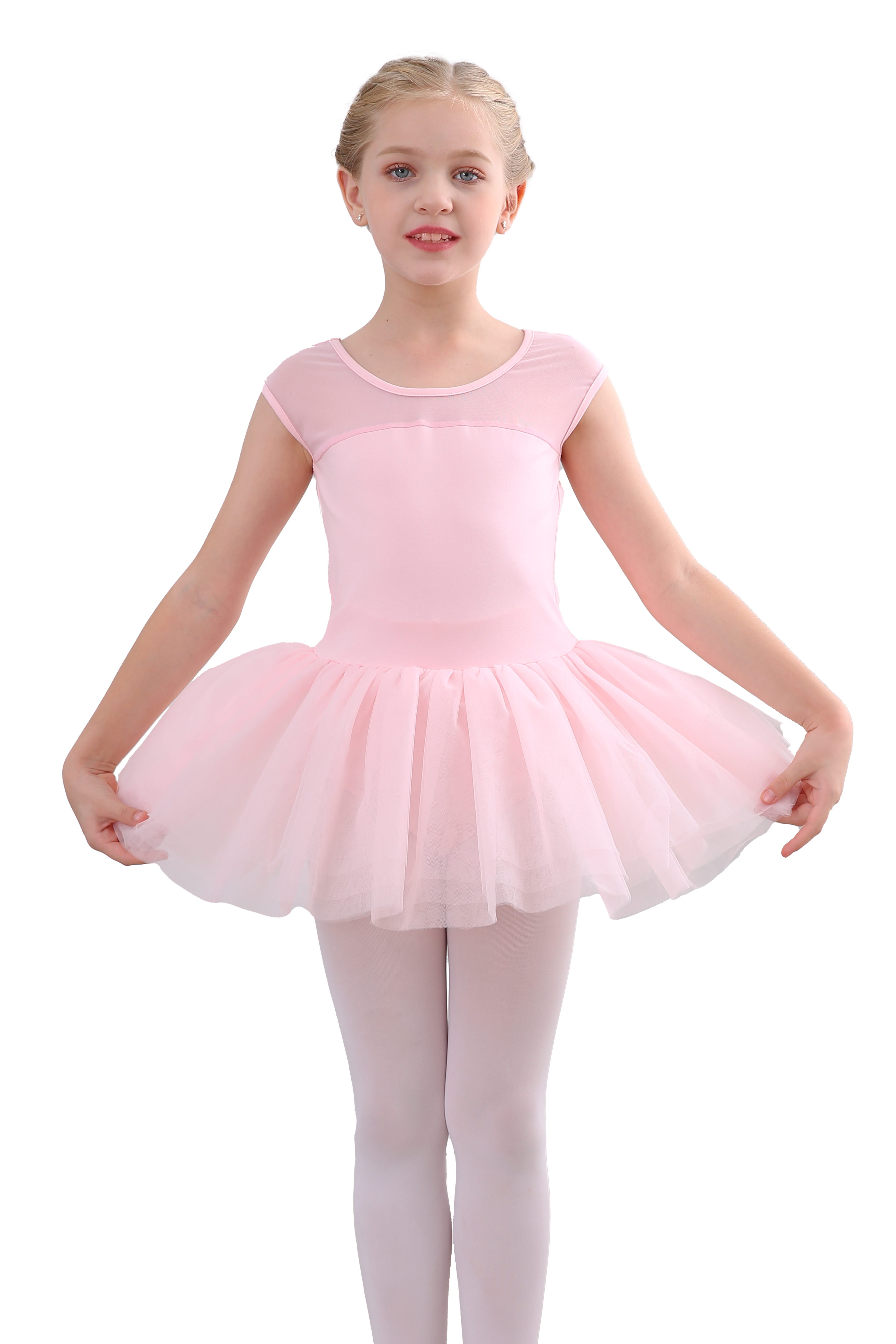 STELLE Ballet Leotard Mesh Cap Sleeveless Tutu Skirted Ballerina Dress