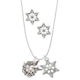 thumbnail image 1 of Delight Jewelry Silvertone Birds Nest with Eggs Silver tone Snowflake Charm Necklace and Stud Earrings, 1 of 4
