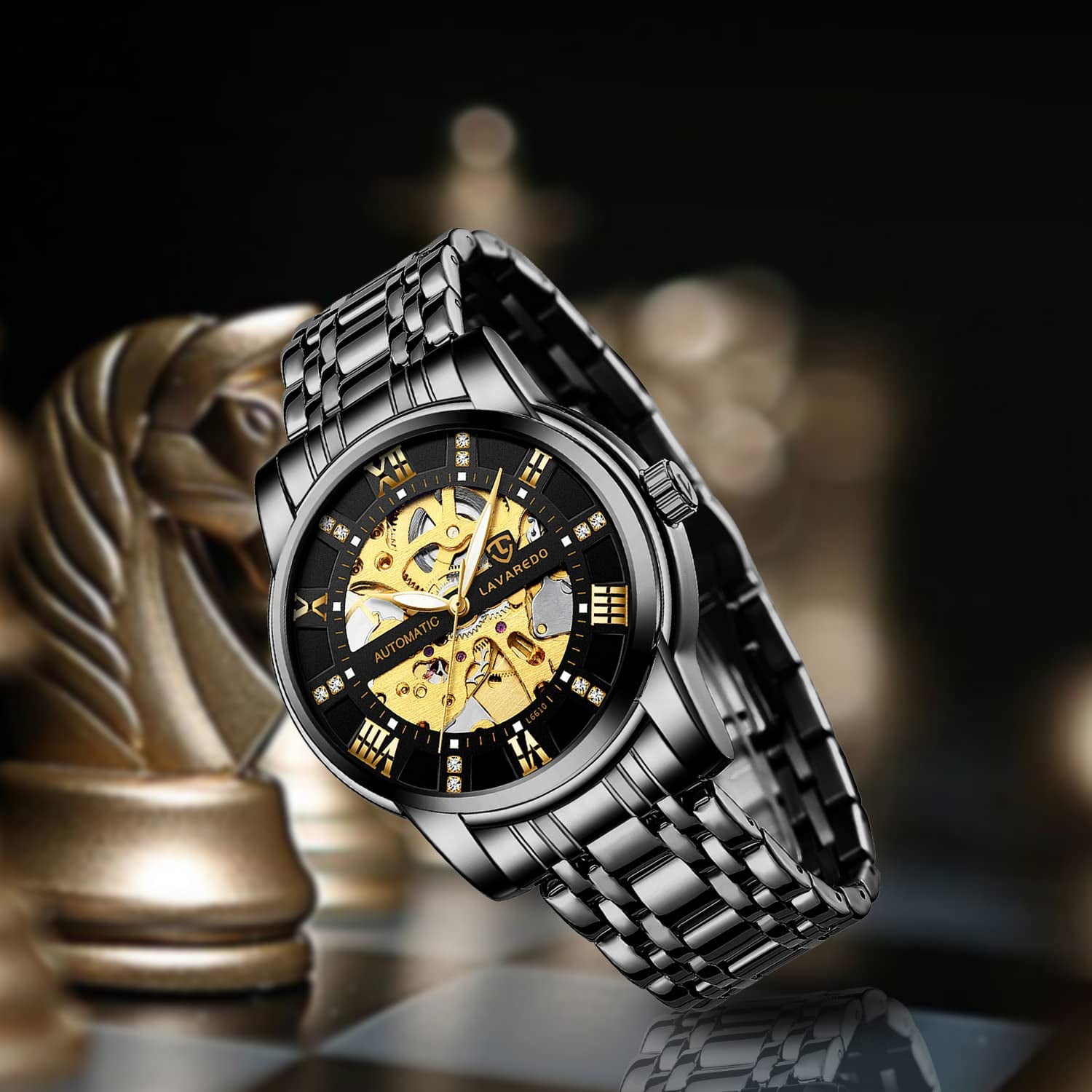 A ALPS Watches for man Automatic Mechanical Watches self Winding Man Watch with Stainless Steel Strap Business Watches Gift for Men