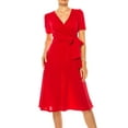 thumbnail image 4 of MOA COLLECTION Women's Stylish Solid Faux Wrap Dress with Deep V-Neck, 4 of 5