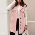 thumbnail image 4 of larppty Womens Warm Sherpa Fleece Sleeveless Button Down Long Vest Sherpa Jackets Coat Outerwear (Pink, S), 4 of 5