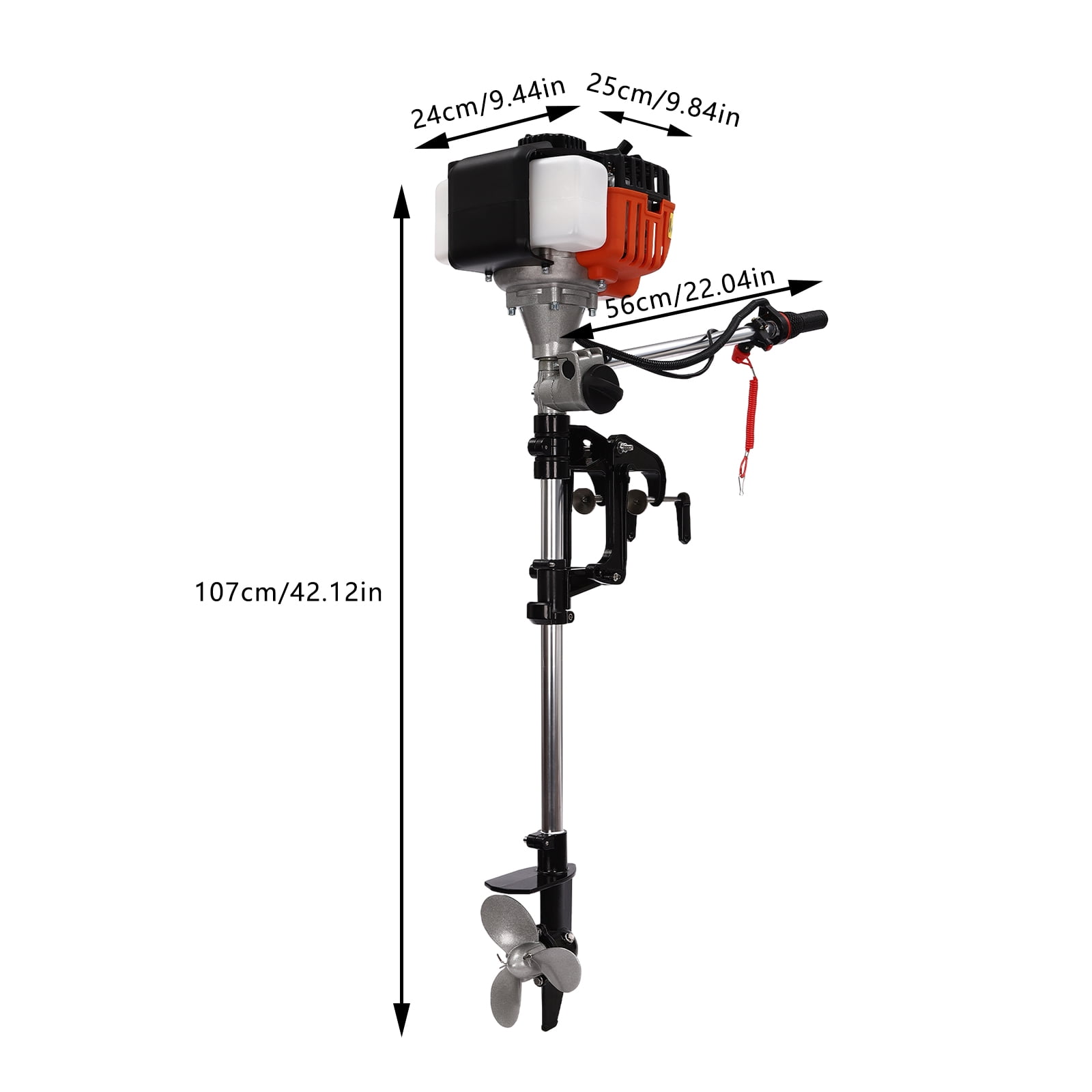 52CC Short Shaft Outboard Motor, 2.5 HP Gas Outboard Motor Boat Engine Electronic Ignition with Air Cooling System for Small Boats Under 9.8ft