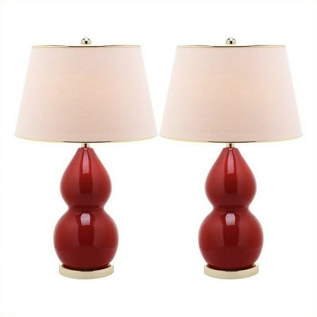 Safavieh Jill Double- Gourd Ceramic Lamp in Chinese Red (Set of 2)