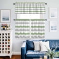 thumbnail image 2 of Sage Green Grey Striped Kitchen Curtains Sets for Windows 24 Inch Length, Farmhouse Sage Green Stripes Rod Pocket Window Treatments Tier Curtains and Valances Set for Bedroom/Bathroom, 2 of 8