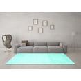 thumbnail image 3 of Ahgly Company Machine Washable Indoor Square Solid Turquoise Blue Modern Area Rugs, 6' Square, 3 of 4