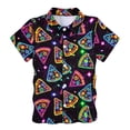 thumbnail image 4 of Byoo Toddler Boys Neon Pizza Print Short-Sleeve Shirt Vibrant Glow-Inspired Button Down Lapel Collar Tee Kids Comfortable Daily Top, 4 of 4