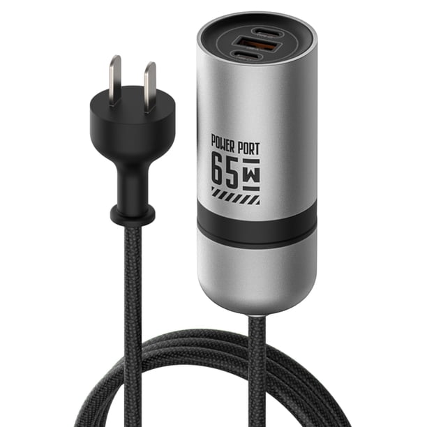 Cargador de pared mFish, 65 W, GaN, carga rápida, 3 puertos USB-C/A