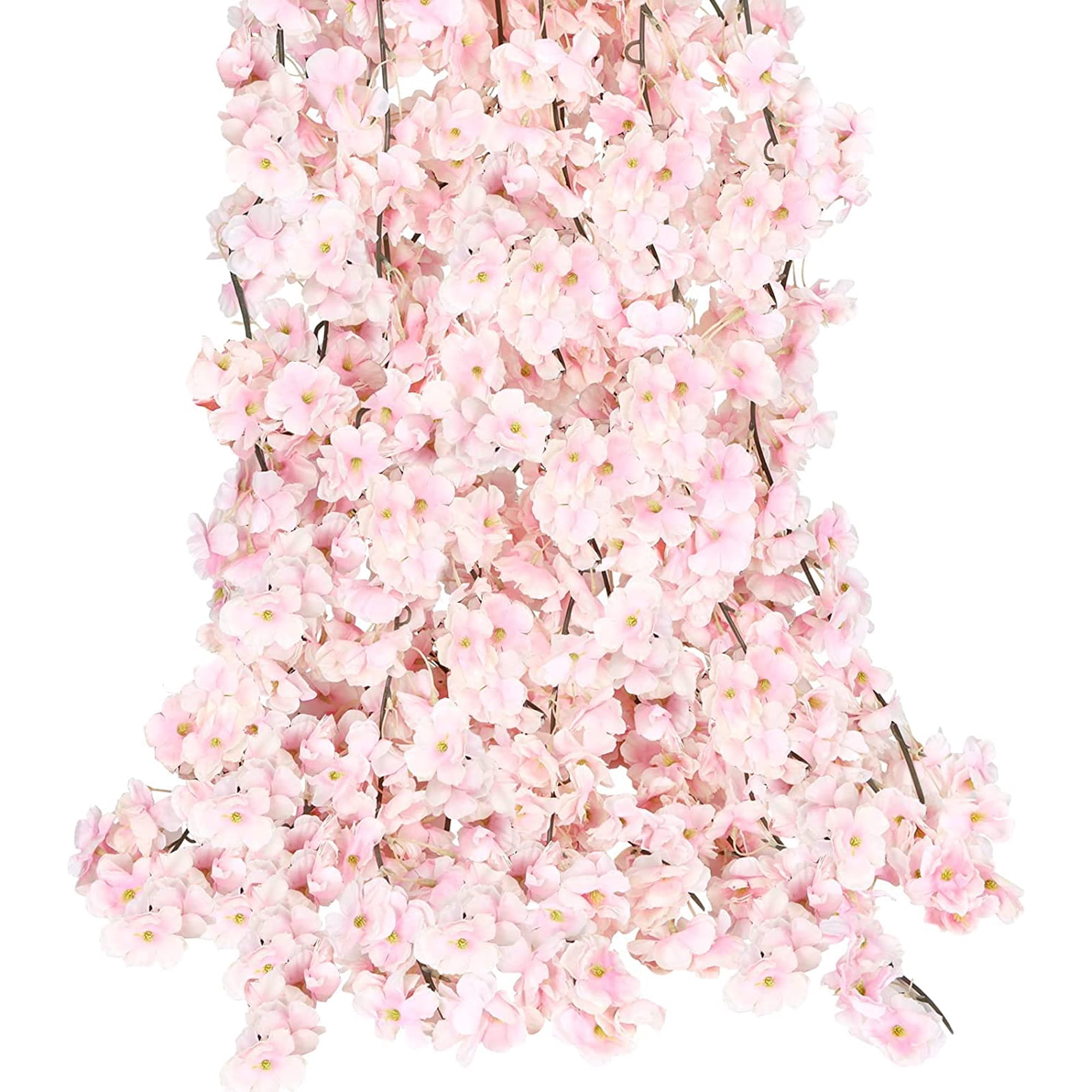 HAOSHICS Artificial Cherry Blossom Flower Vines Faux Flowers for Outdoors Hanging Silk Flowers Garland for Wedding Party Home Japanese Kawaii Decor