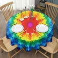 thumbnail image 3 of Colorful Rainbow Tie Dye Spiral Pattern Round Tablecloth 60"x60",Wrinkle Wipeable Table Cloth for Kitchen Dining Room Picnic Patio Party, 3 of 6