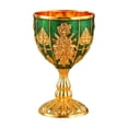 thumbnail image 1 of Copa de licor o vino con forma de cáliz vintage repujado para bar, fiestas y hogar. Verde, 1 of 9