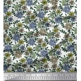thumbnail image 1 of Soimoi Polyester Crepe Fabric Leaves & Floral Block Print Fabric by Yard 42 Inch Wide, 1 of 3