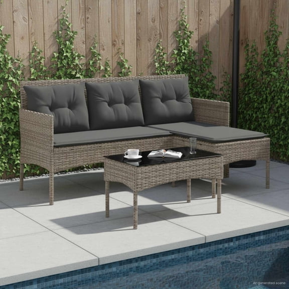 vidaXL Garden Sofa Set with Cushion 2 pcs Poly Rattan