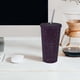 thumbnail image 5 of Taza aislada portátil brillante, vasos de 17.6 a prueba de fugas con tapa kit de cepillo de limpieza para bebidas frías , NUEVO Púrpura 500ml Macarena taza de viaje, 5 of 7