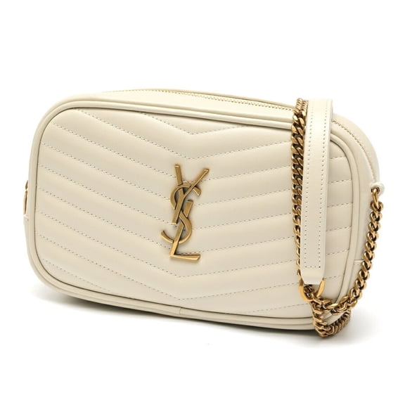 Pre-Owned Saint Laurent Lou Chain Shoulder Bag 748849 Quilted Leather Ivory S-160082