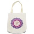thumbnail image 1 of Lotus Tote Bag, Geometry Yantra Mandala Triangle Yoga Illustration, Cloth Linen Reusable Bag for Shopping Books Beach and More, 16.5" X 14", Cream, by Ambesonne, 1 of 2