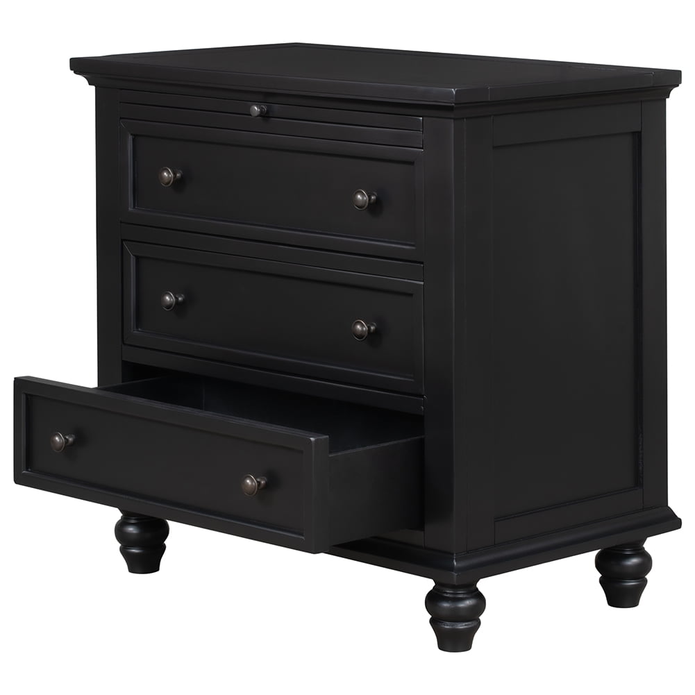 Lowestbest 3 Drawer Storage Wooden Cabinet, Living Room Side Table End Table with Pull-Out Tray, Black Lowestbest 3 Drawer Storage Wooden Cabinet, Living Room Side Table End Table with Pull-Out Tray, Black