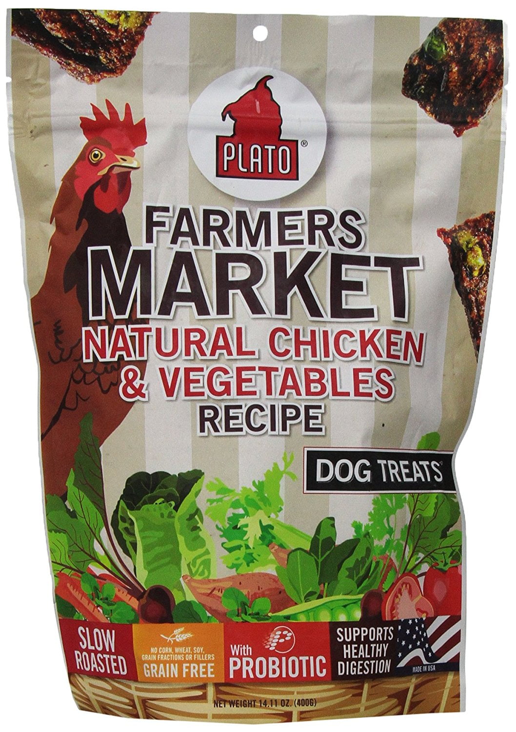 PLATO Dog Treats Farmers Market Chicken and Vegetables Real Strips