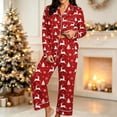 thumbnail image 2 of Enjoytime Women's Christmas Pajamas Print Button Down Long Sleeve Shirts Pants Sleepwear Sets Xmas Soft 2 Piece Plus Size Lounge Set, 2 of 6